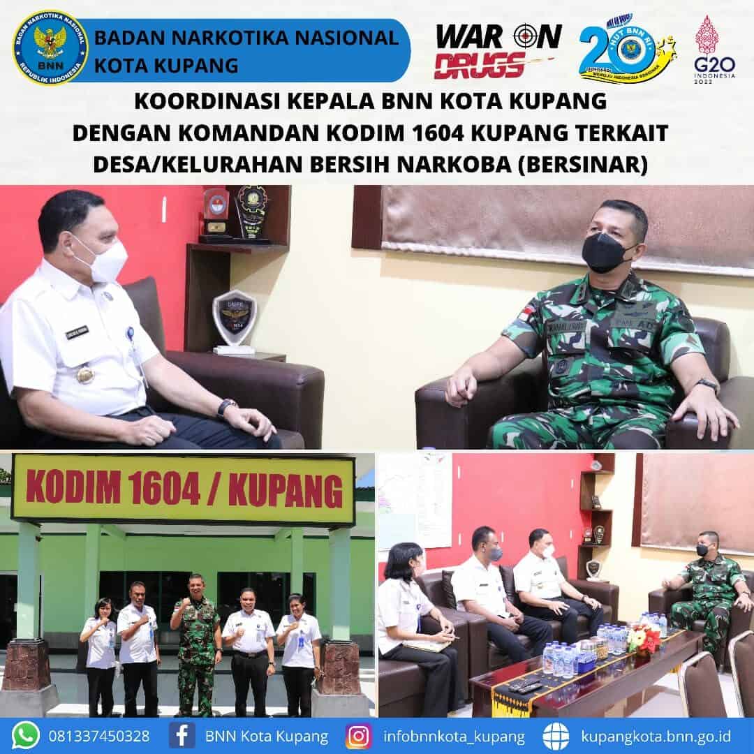 Koordinasi terkait Optimalisasi Program Ketahanan Keluarga Anti Narkoba berbasis Sumber Daya Pembangunan Desa TA. 2022 di Kodim 1604/Kupang Koordinasi terkait Optimalisasi Program Ketahanan Keluarga Anti Narkoba berbasis Sumber Daya Pembangunan Desa TA. 2022 di Kodim 1604/Kupang