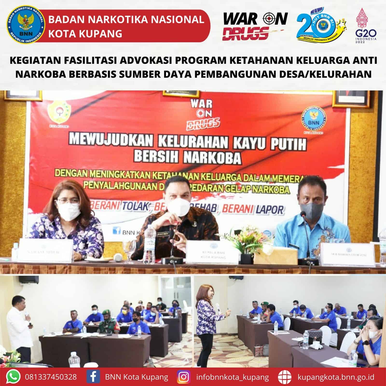 Sinergitas BNN Kota Kupang dan Kelurahan Kayu Putih Mendukung Program Ketahanan Keluarga Anti Narkoba Kegiatan Fasilitasi Advokasi Program Ketahanan Keluarga Anti Narkoba Berbasis Sumber Daya Pembangunan Desa/Kelurahan