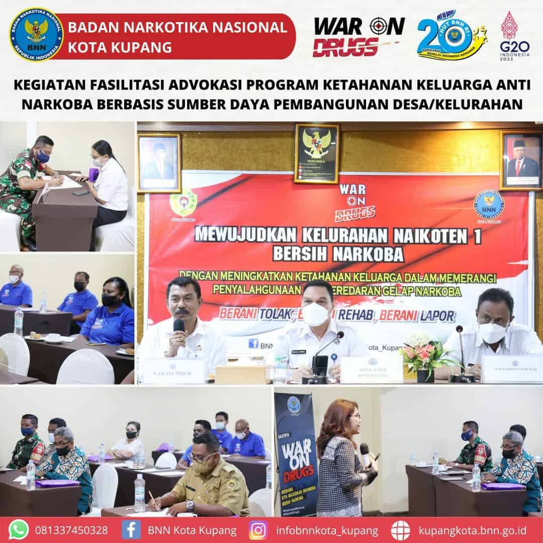 Sinergitas BNN Kota Kupang dan Kelurahan Naikoten 1 Mendukung Program Ketahanan Keluarga Anti Narkoba Kegiatan Fasilitasi Advokasi Program Ketahanan Keluarga Anti Narkoba Berbasis Sumber Daya Pembangunan Desa/Kelurahan