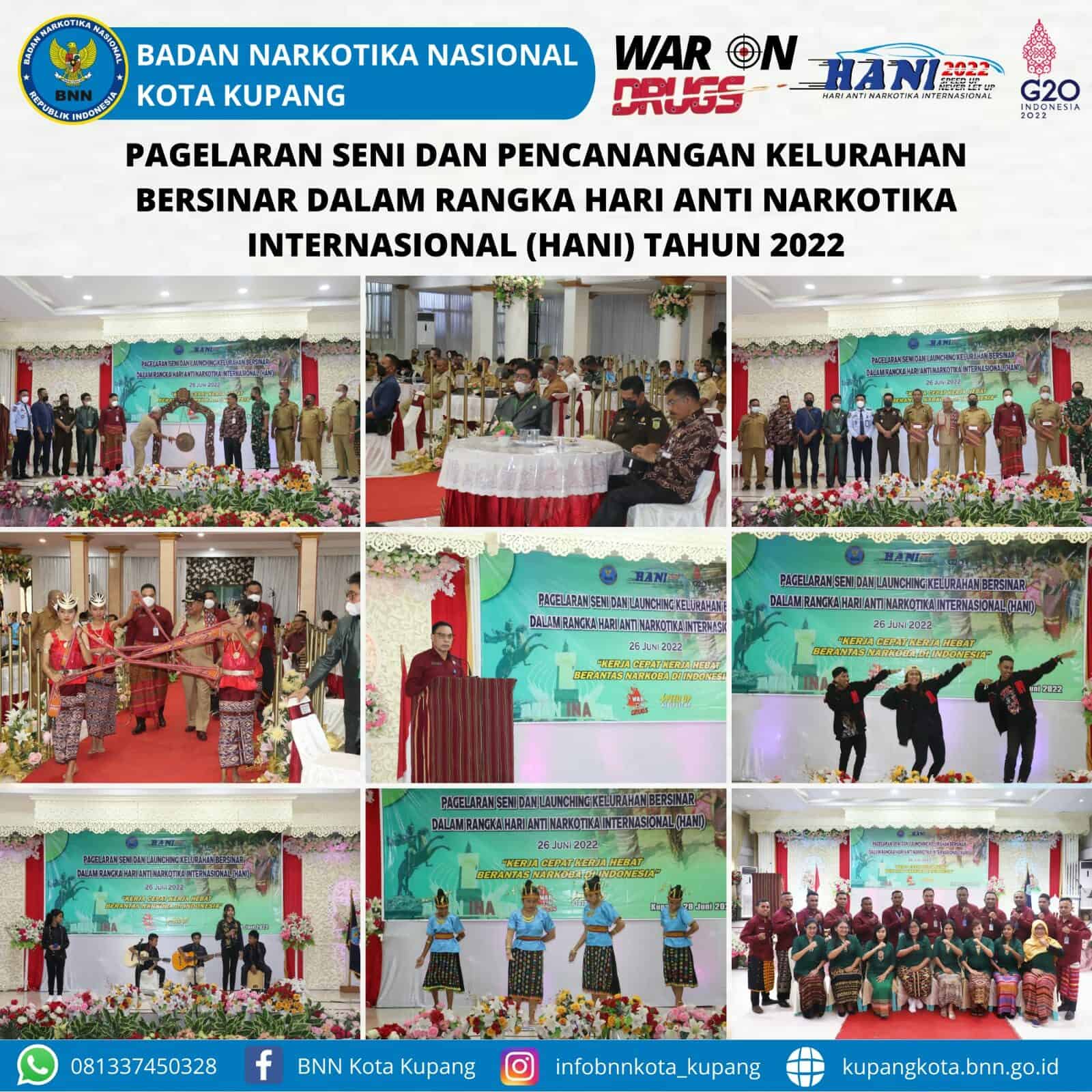Pagelaran Seni dan Pencanangan Kelurahan Bersinar dalam rangka Hari Anti Narkotika Internasional (HANI) Tahun 2022. Pagelaran Seni dan Pencanangan Kelurahan Bersinar dalam rangka Hari Anti Narkotika Internasional (HANI) Tahun 2022.